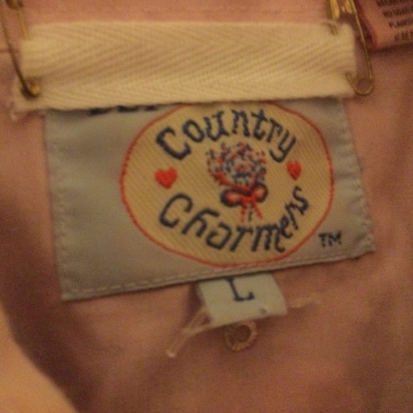 Vintage Ely’s Country Charmers sz L embroidered pink button up shirt - Picture 6 of 9